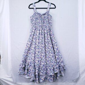 Grace Karin Floral Maxi Dress Ruffle Boho Milk Maid Wide Spaghetti Strap Size L